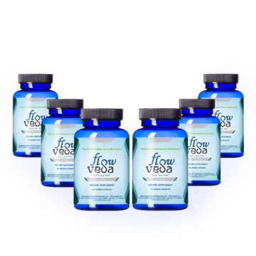 Silver Flow Club delivers six 60-capsule bottles on a semi-annual subscription where members take two capsules each morning for a more measured, conservative approach to developing mental and biological conditions that support consistent access to flow states.